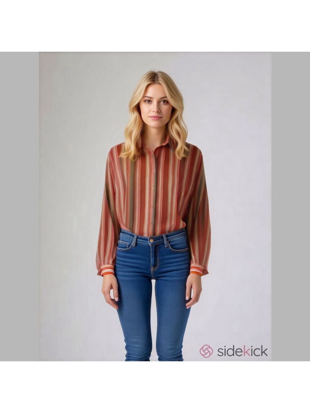 Medium Tabi colourful striped button up blouse